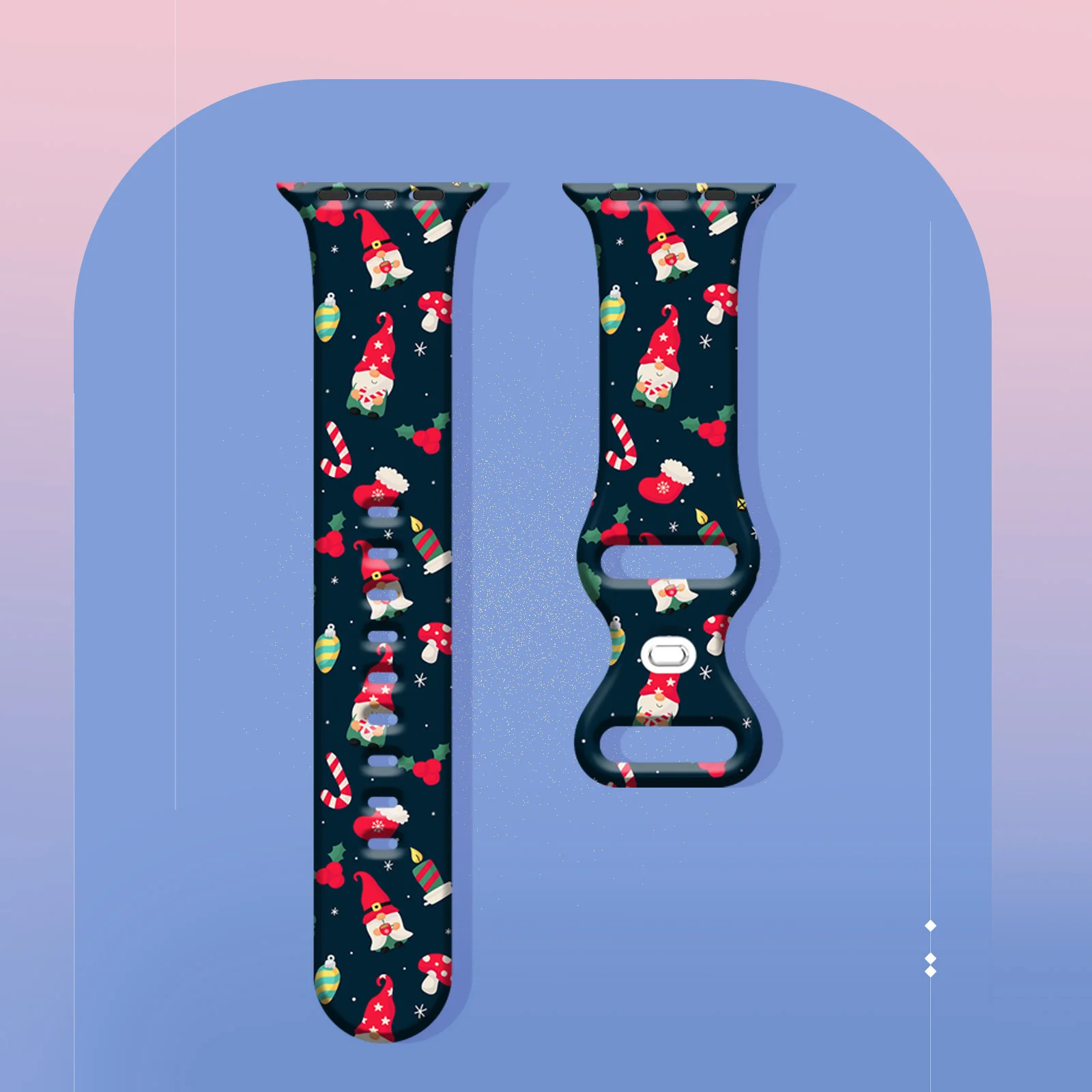

Ремешок со снежинками и рождественским принтом для Apple Watch 11, 10, 9, 8, 7, силиконовый ремешок, сменный браслет для iWatch 46 мм, 44 мм, 42 мм, 41 мм