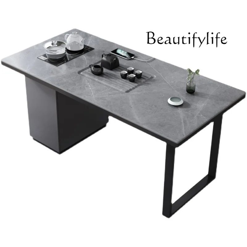 

Simple modern rock slab tea table light luxury office home minimalist balcony tea table and chair combination