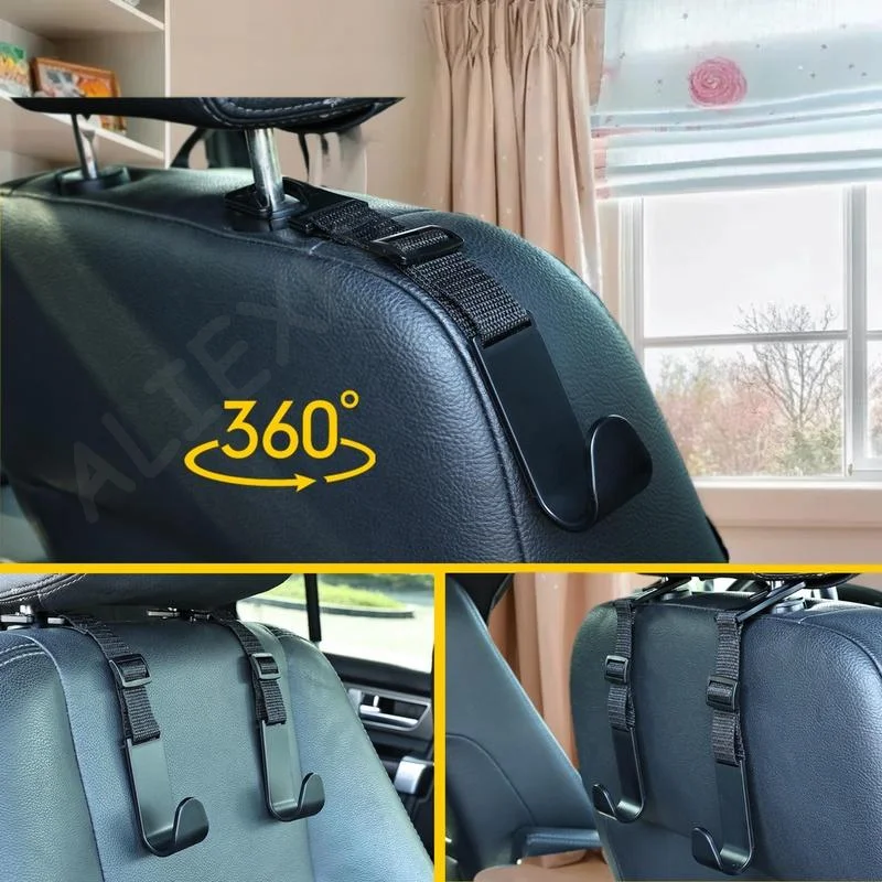 

Easy Install 4Pcs Car Seat Headrest Hooks, Adjustable Auto Fastener Hooks, Reusable Car Storage Clips Interior Accessories.