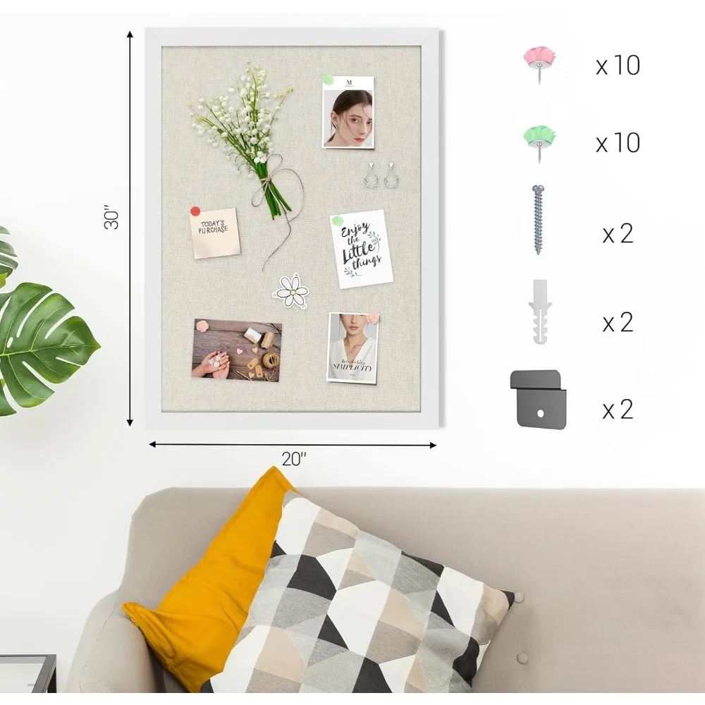 30x20 дюймов деревянная рама пробковая доска объявлений с льняной крышкой, настенная доска для булавок для офиса, дома, школы, декора