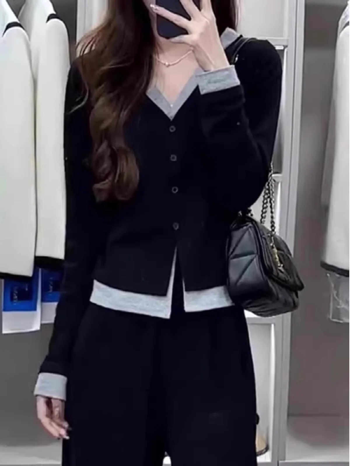 

Autumn 2025 Sle Slimming Color Blo Top Cover Belly Korean Version Long Sve V-Ne Plus Size Women's Knitted Open Cardigan