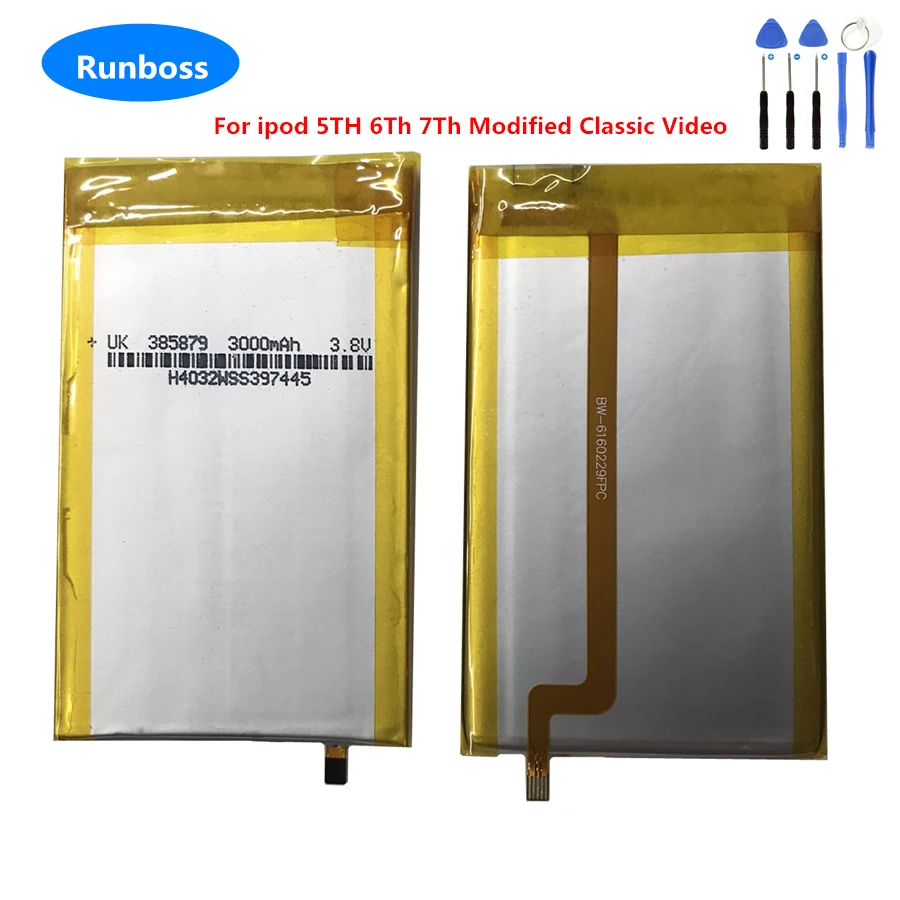 New 3.8V 3000mAh SSD HD Upgrade Battery For iPod 5th gen video 30gb iPod 6th gen 80gb 120gb 7th gen 160gb Modified Classic Video