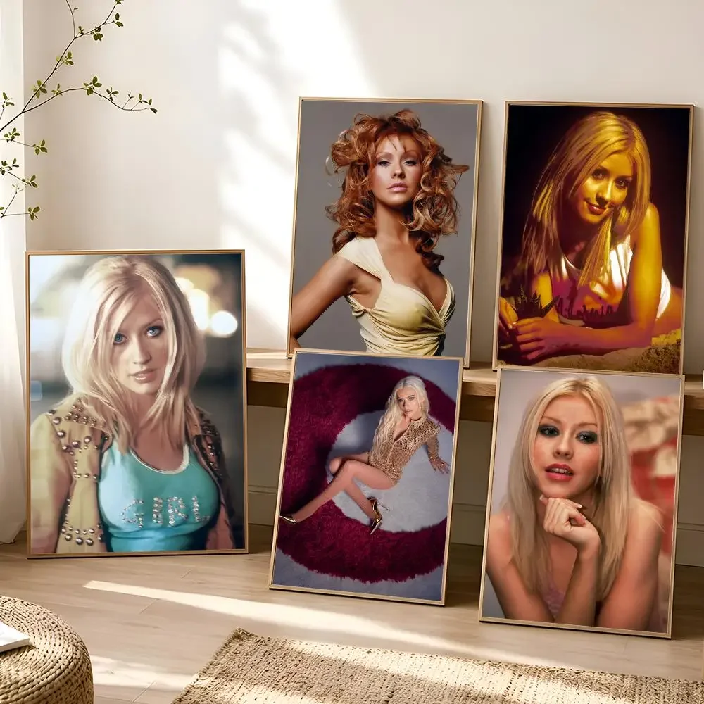 United States Singer C-Christina Aguilera Poster Stickers Painting Self-Adhesive Wall Decals for Bedroom Living Room Home Decor