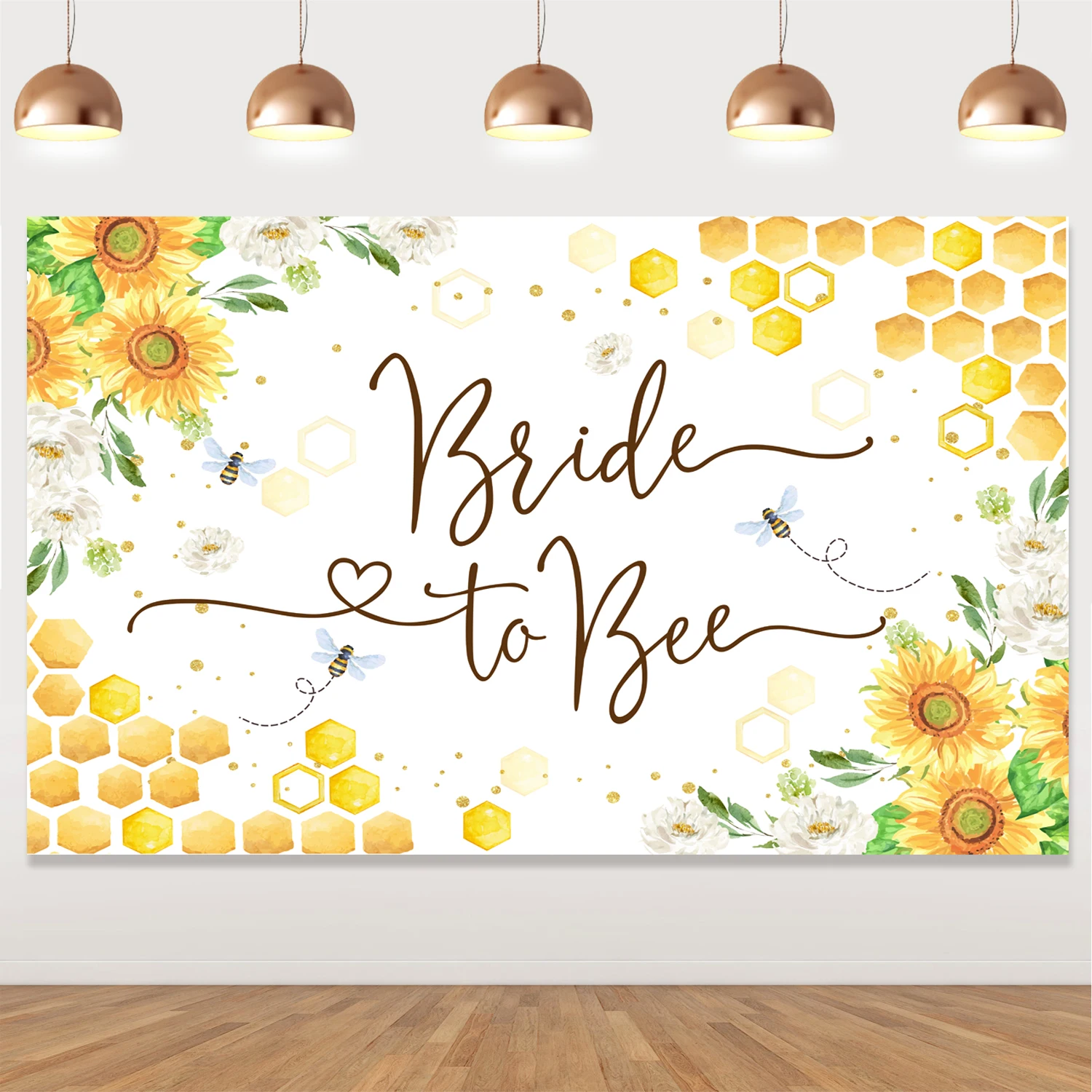 Mocsicka Bee Backdrop for Baby Shower Boy Girl Gender Reveal Party Decoration Bride To Bee Honeycomb Bumblebee Party Background