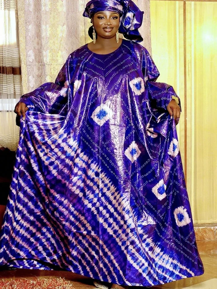 

Африканская Анкара, женская вечеринка, свободный размер, традиционная свадебная парча Boubou, халат Дашики, женское синее платье