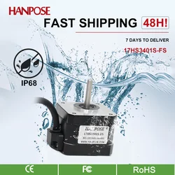 HANPOSE Nema17 waterproof motor 1.3A 28N.CM 17HS3401S-FS IP68 waterproof 3D CNC XYZ motor waterproof 12v