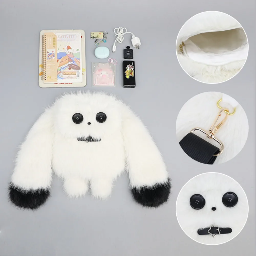Kawaii Arctic Bunny Plüsch-Rucksack, süße Kaninchen-Tasche, weiche, flauschige Umhängetasche, Anime, Cosplay, Umhängetasche, Geschenk für Mädchen und Frauen