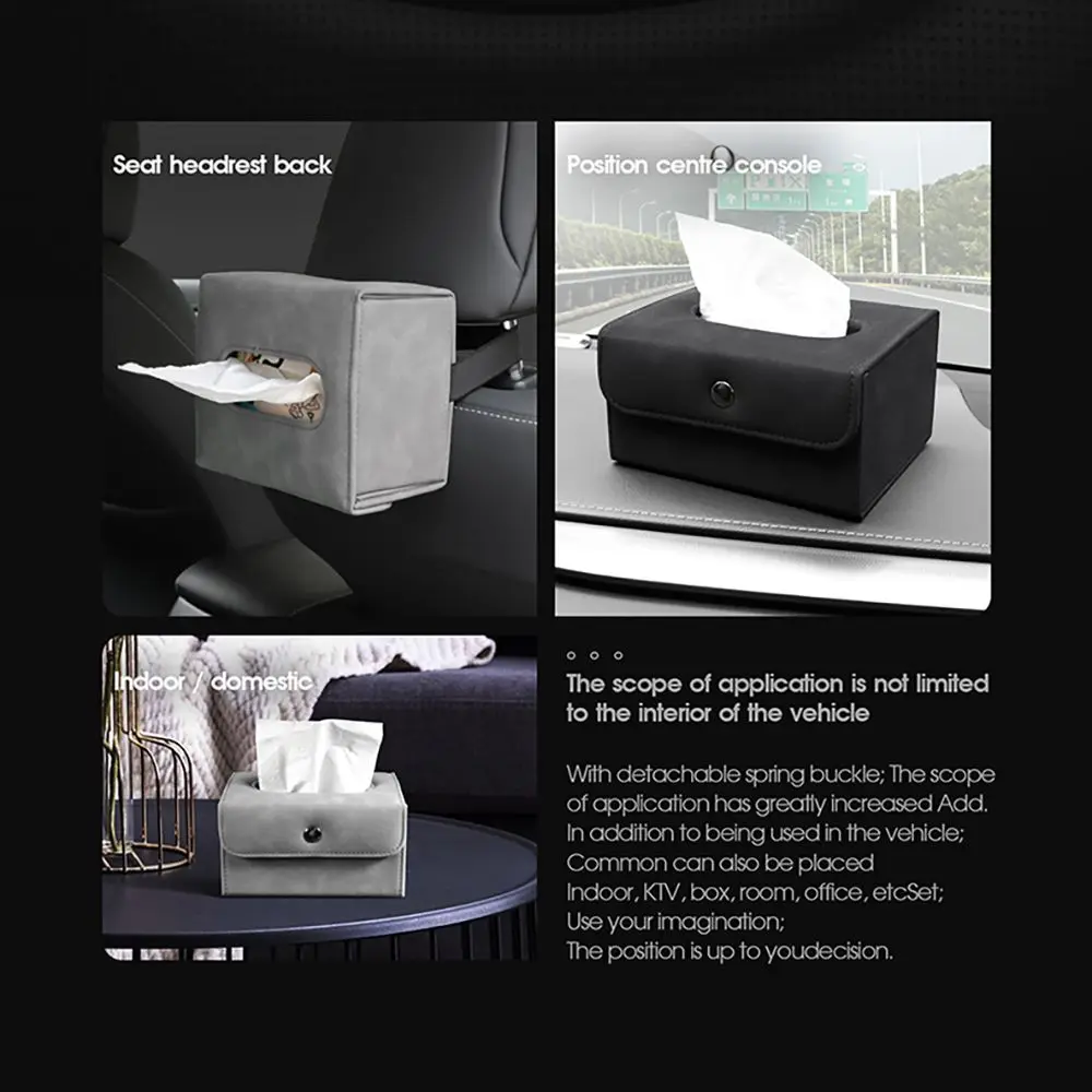 Car Tissue Box Leather Toilet Paper Holder Seat Back  Visor Auto Interior StorageCase Napkin Container Organizer Accessories