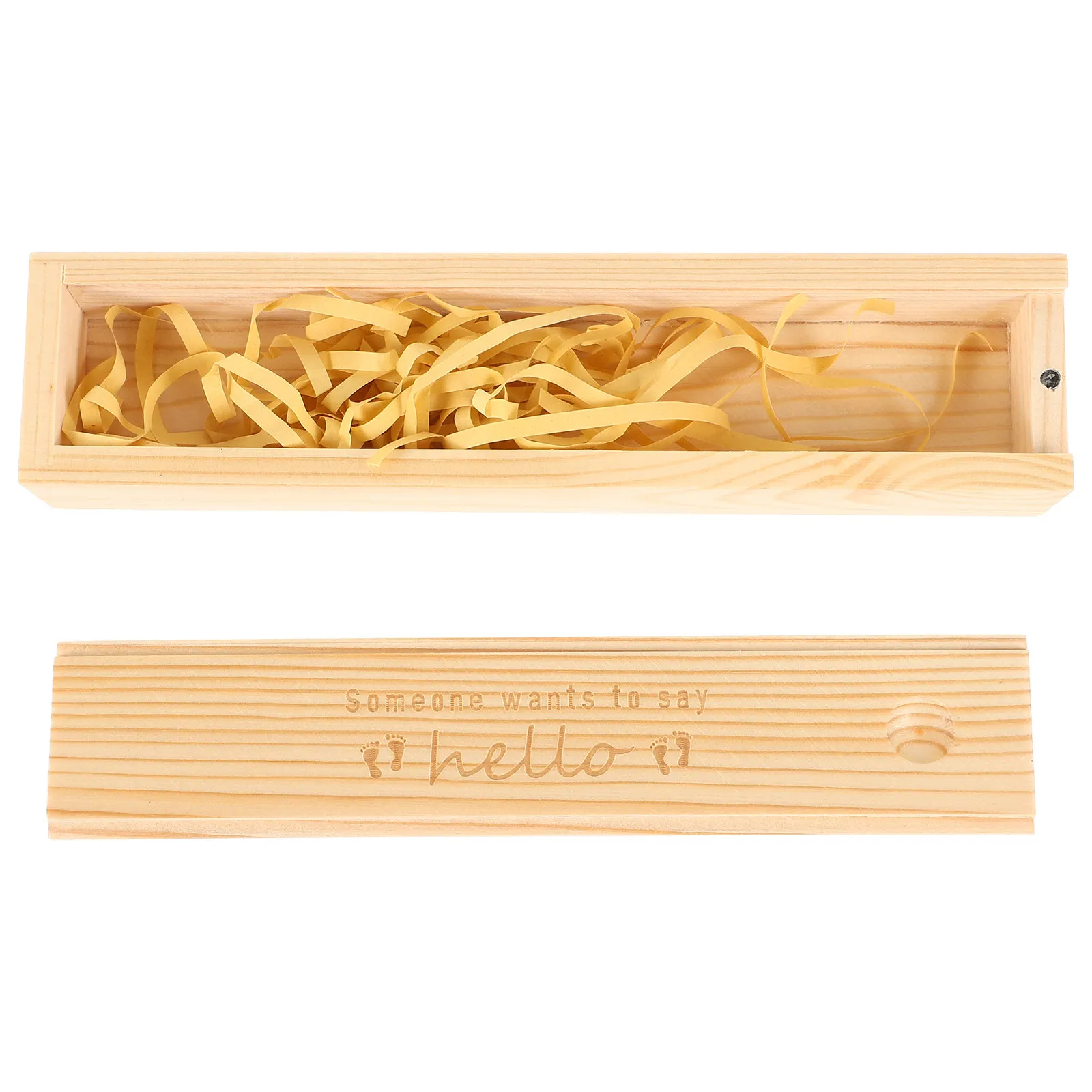 Natural Wooden Pregnancy Keepsake Box with Lid – Footprint & Announcement Storage Case