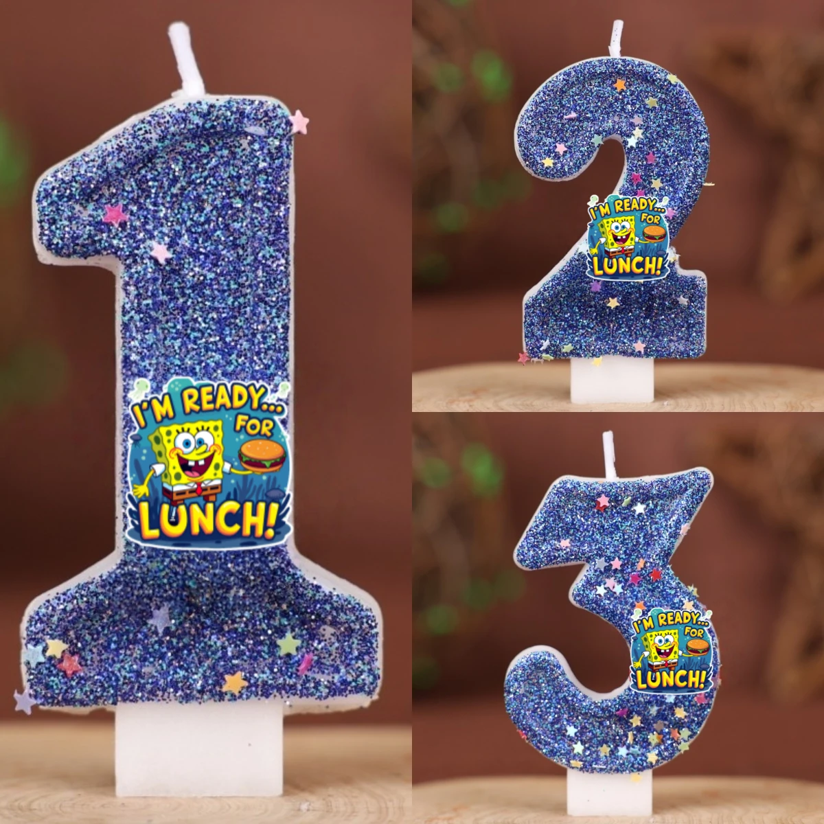Kawaii SpongeBob Digital Candles 0-9 Number anniversary Popular Birthday anniversary Cake Topper Birthday Party Decor Kids Gifts