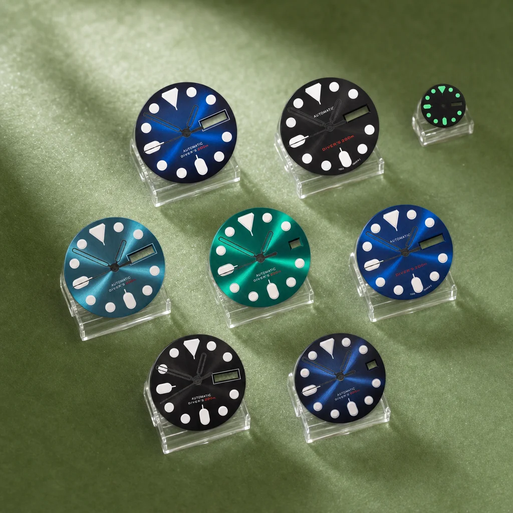 NH S Logo 28,5 mm SKX007 Matt/Sunray-Zifferblatt NH36/4R36 Uhrwerke 3C Grün leuchtende Uhren für Herren Uhrenmodifikationszubehör