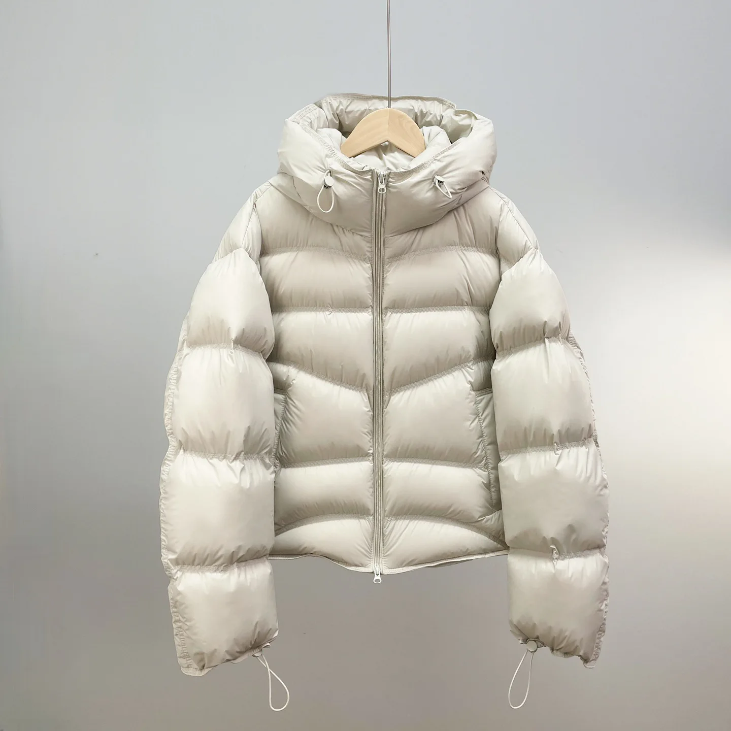 2026 겨울 신상 90% 화이트 덕 다운 재킷 푸프 웨이브 후드 다운 파카 여성용 루즈핏 다용도 코트 경량 퀼팅 재킷
