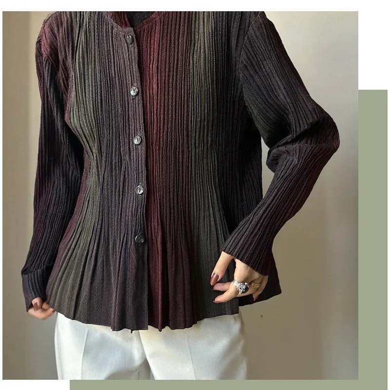 مياكي جديد اليابانية الرجعية مطوي قميص المرأة مزاجه الأدبي الحضري بسيط فضفاض سترة غير رسمية التجاعيد خالية مكتب ارتداء