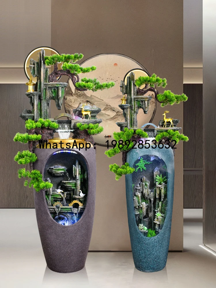 

XX Chinese Style Flowing Water Wealth-Generating Home Decor Landscape Ornament Living Room Floor Fake Mountain Decoration Gift