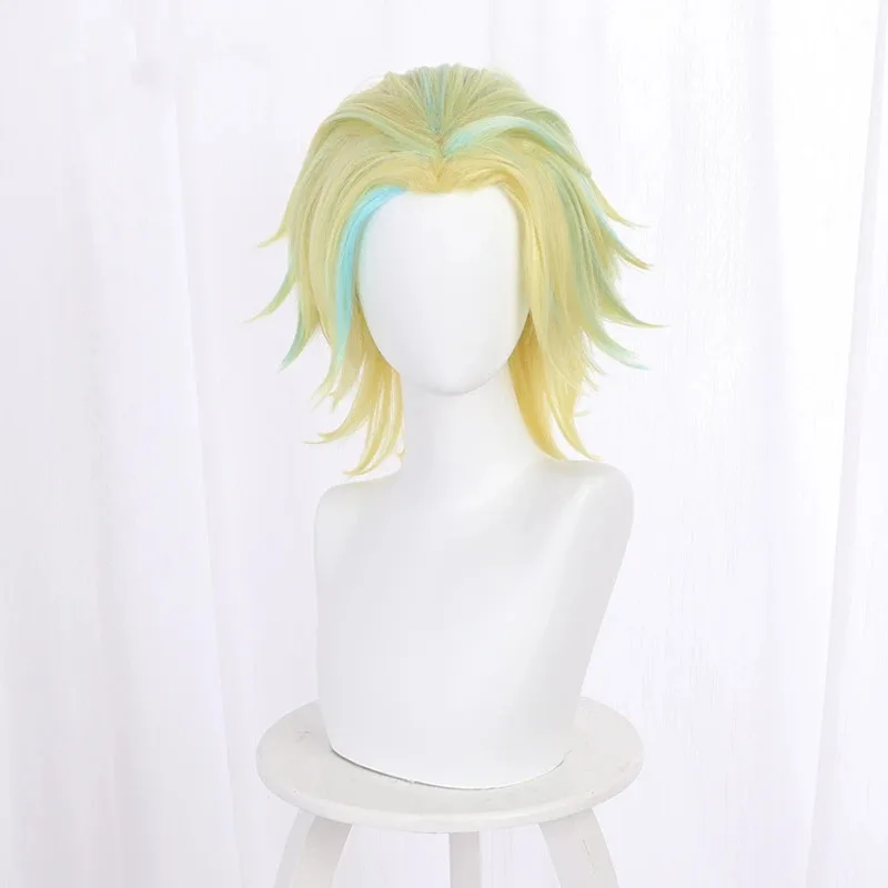 CyAnime Tokyo Revengers 린도 하이타니 가발 코스프레 의상 내열성 합성 머리 하이라이트 옐로우 그린 텐지쿠 남성 여성