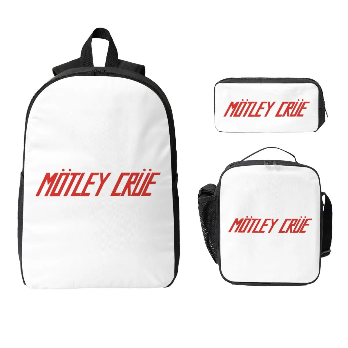 Motleys Crues Metal Rock Backpack Student Boys Girls BookBag School Bag Laptop Shoulder Bags 3ps Insulated Lunch Bag Pencil Case