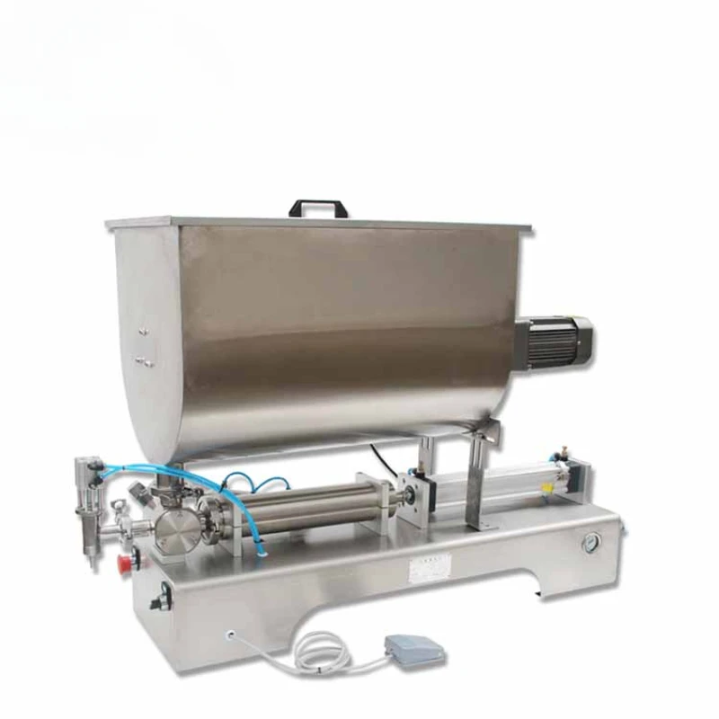 

100-1000ml Horizontal Pneumatic Liquid Filling Machine Single Nozzle Heat And Stir Paste Filler piston fill machine