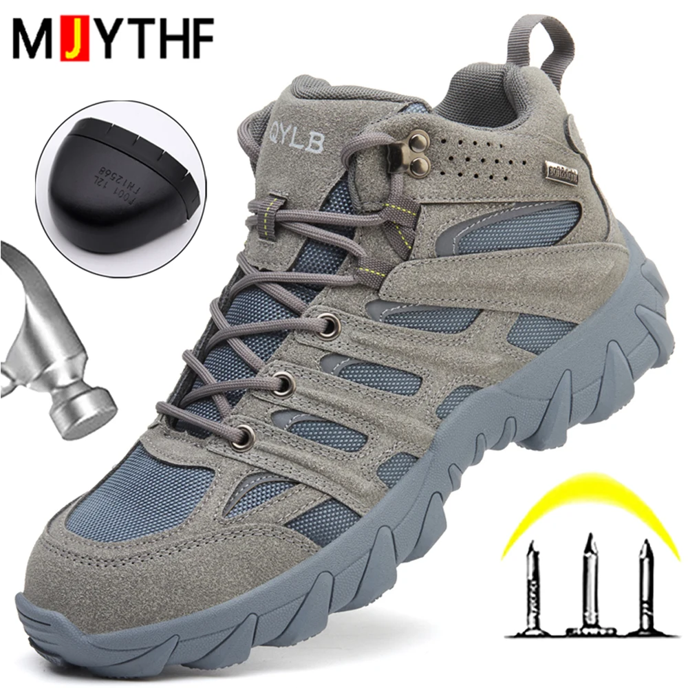 2026 Autumn New Work Safety Shoes Cowhide Suede Desert Tactical Boots Puncture-Proof Indestructible Shoes Security Boots Men
