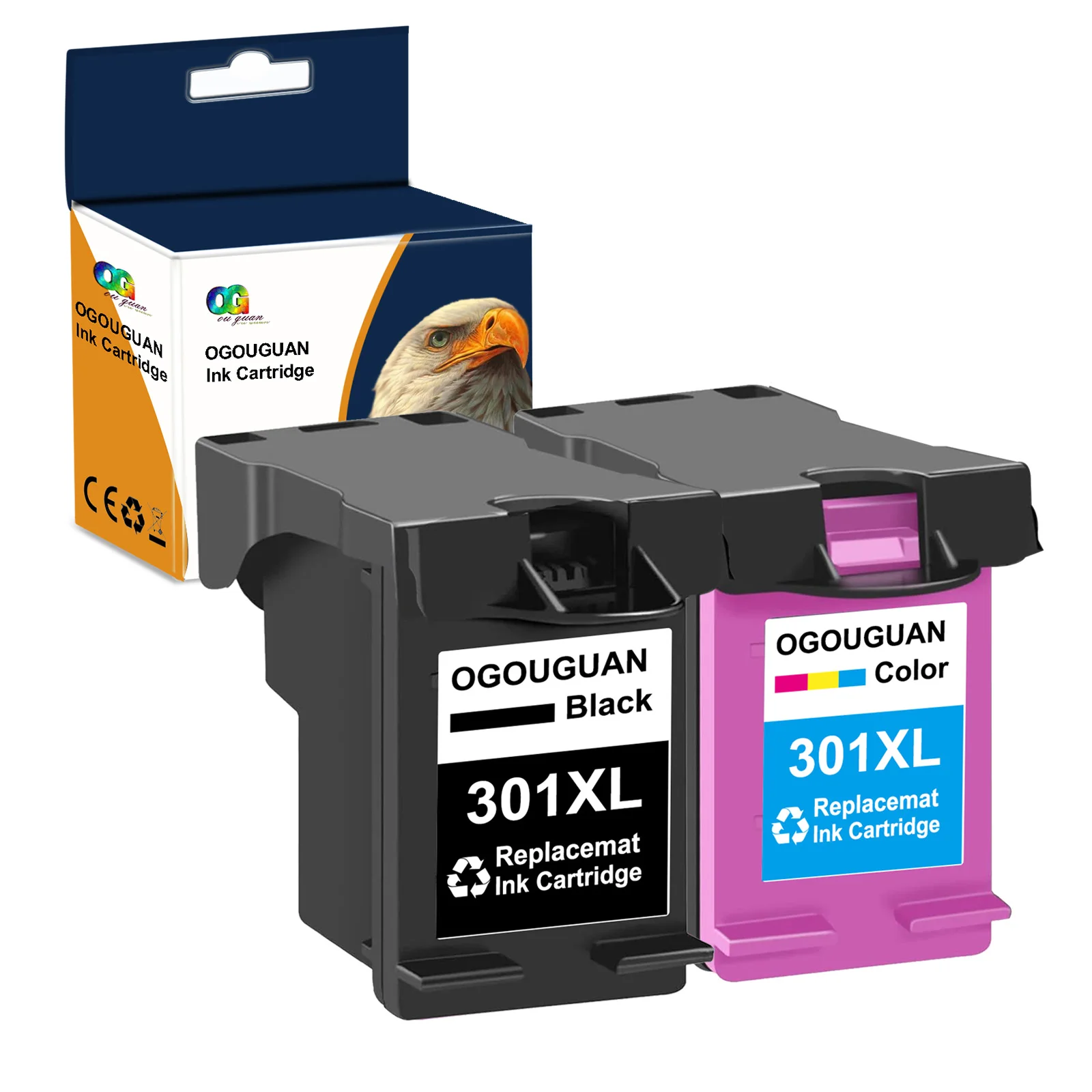 

OGOUGUAN ink Cartridge Replacement For HP 301 HP301 XL 1000 1010 1050 1050A 2050 4500 4501 4502 4503 4504 4505 4507 4508 Printer