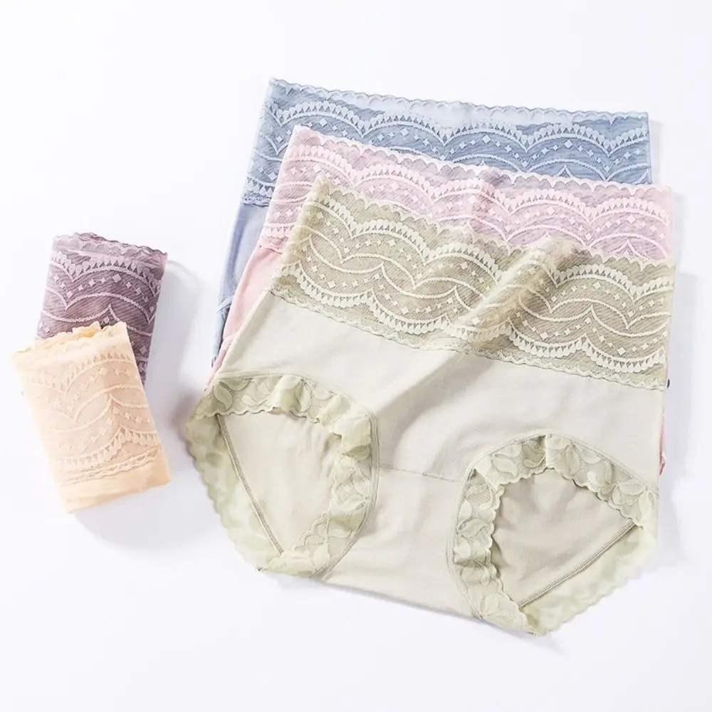 

High Waist Lace Seamless Briefs Shapewear Cotton Crotch Slimming Underpants Thin Girdle Panties Tummy Control Underwear Women