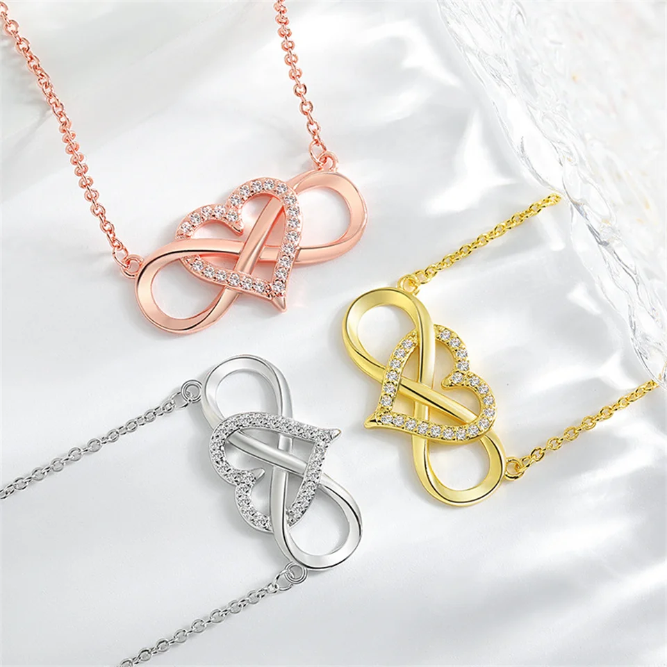 

Mother's Day Gift Lucky 8 Clavicle Necklace Jewelry Gifts Internet Celebrity Mobius Love Heart Necklace Stainless Steel Jewelry