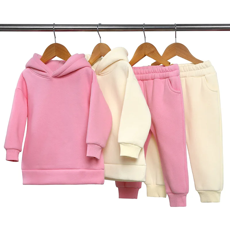 Momlover Autumn and Winter Children's Sportswear Sets for Boys and Girls Casual Pullover Hoodies and Long Pants Two-Piece Set