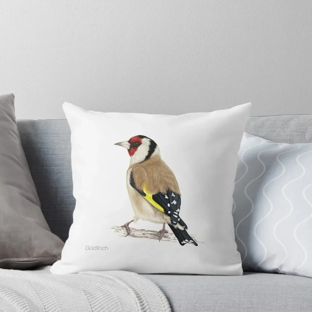 Detailed Goldfinch Bird Illustration Throw Pillow christmas supplies bed pillows pillow