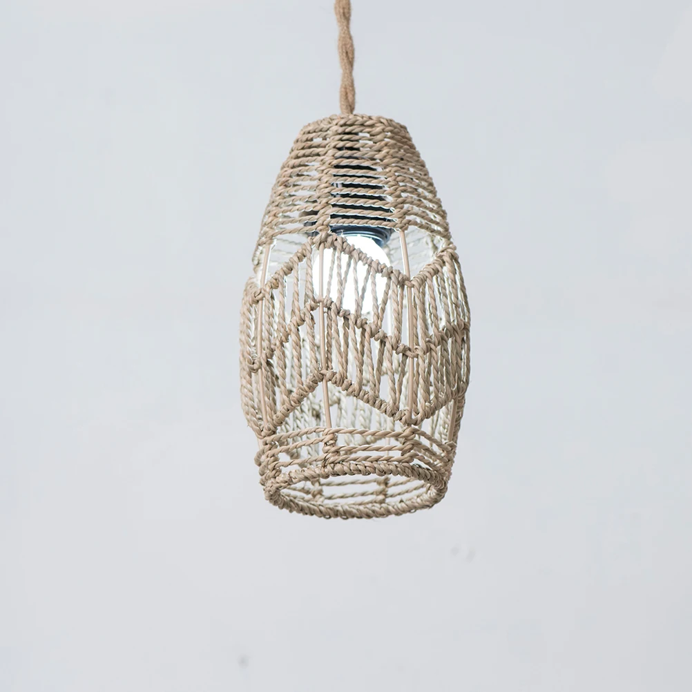 

Vintage Woven Lampshade Pendant Ceiling Light Cover Rustic Boho Decorative Lightweight Easy Installation Soft