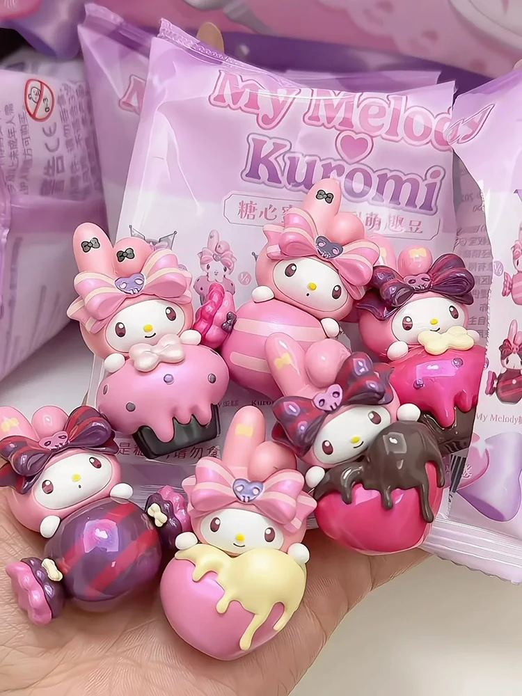 

Kuromi My Melody Sweetheart Covenant Series Cute Bean Blind Box Mini Figure Desktop Ornament Valentine Day Gift Anime Fans