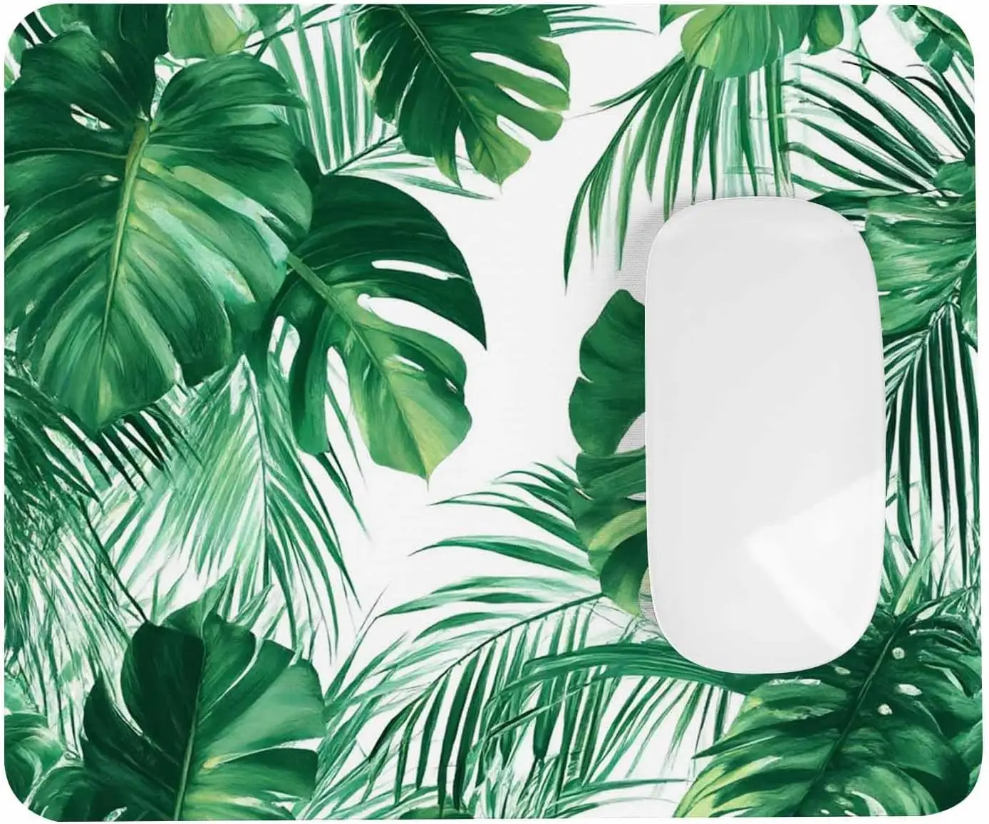 Mouse pad artisan Rectangular gaming mouse Green tropical plant leaves non slip rubber small office home personalized mouse pad