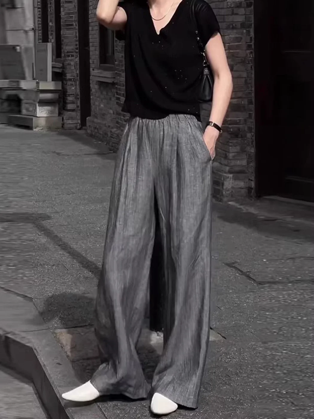 

Льняные мужские летние брюки из охлаждающего ледяного шелка, прямые, широкие, дышащие, с эффектом тай-дай, защита от солнца, в стиле Ямамото...