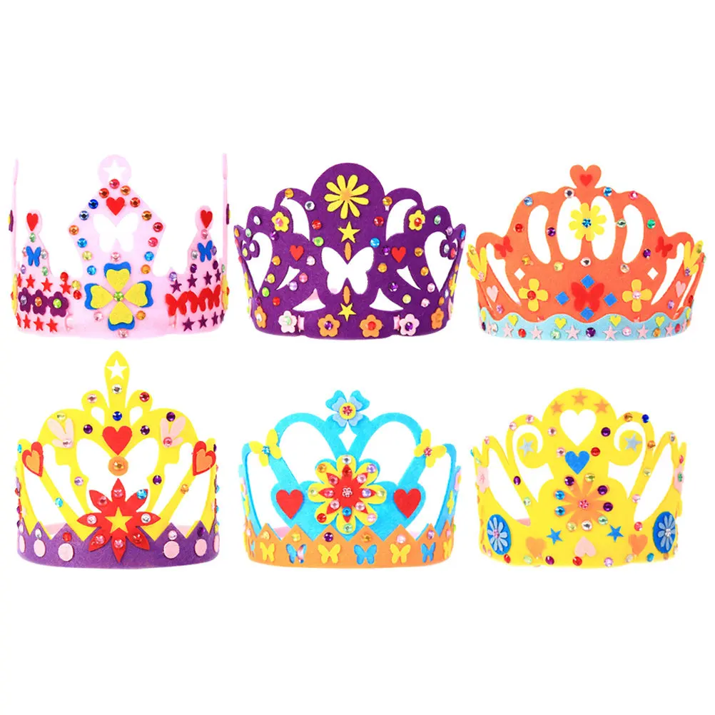 Kit de Artesanato com 6 Conjuntos de Coroas e Tiaras para Festa de Aniversário, Acessórios de Artesanato DIY para Crianças, Decoração de Festa