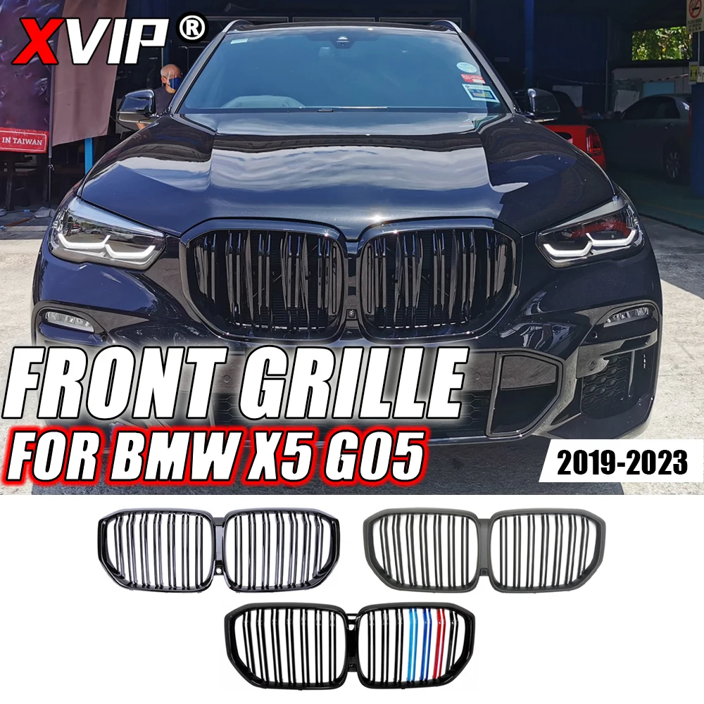 

XVIP Silver Diamonds Style Front Bumper Racing Grilles For BMW X5 G05 2019-2023 Black Single And Double Line Style Upper Grills