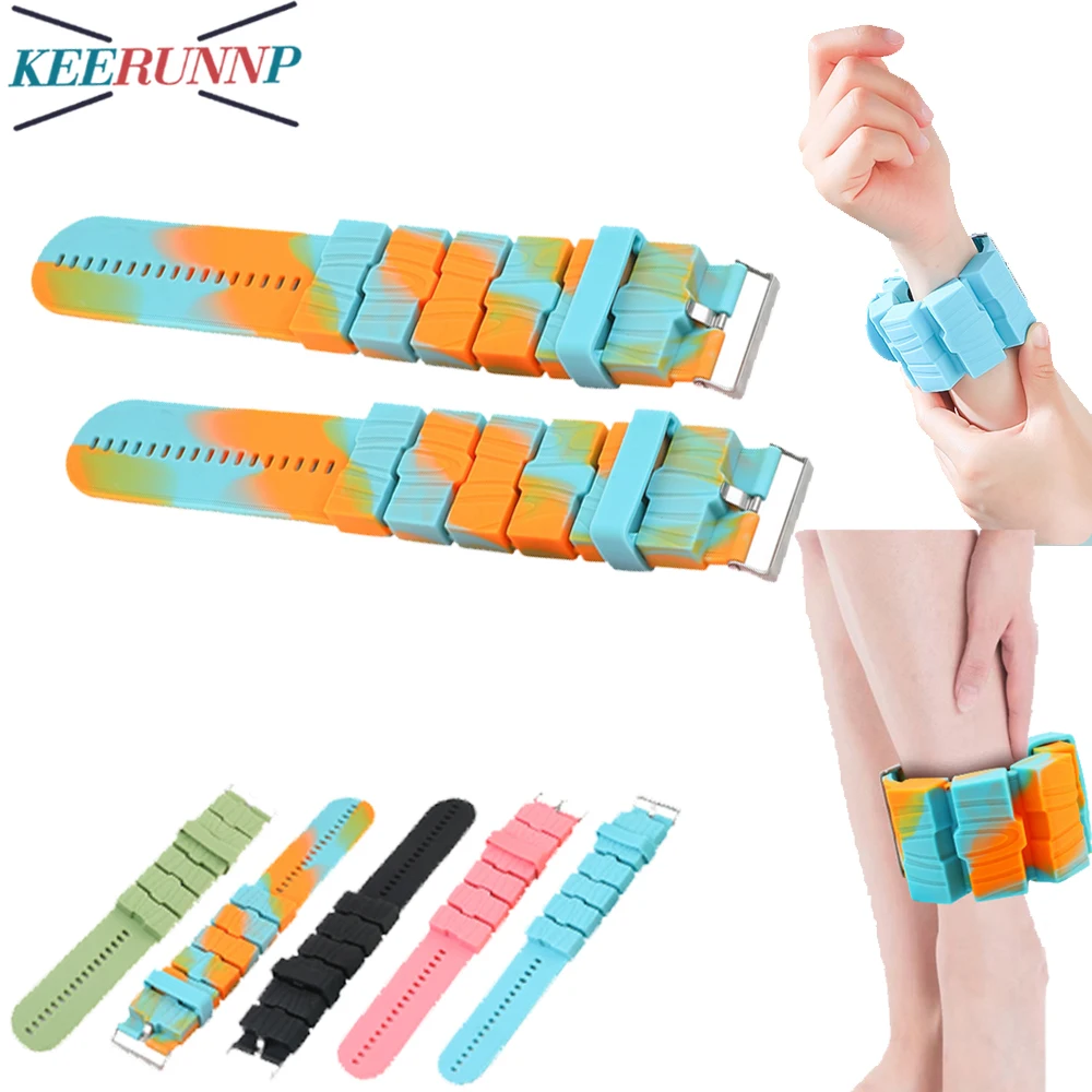 

1Pair Wearable Ankle Wrist Weights 990g Set, Adjustable Silicone Bands for Home Workout, Pilates, Yoga, Walking, Gym Fitness