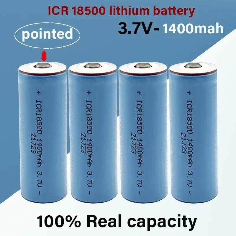 New 18500 battery 3.7V 1400mAh with pointed tip rechargeable ion battery, For strong light flashlight anti-light special