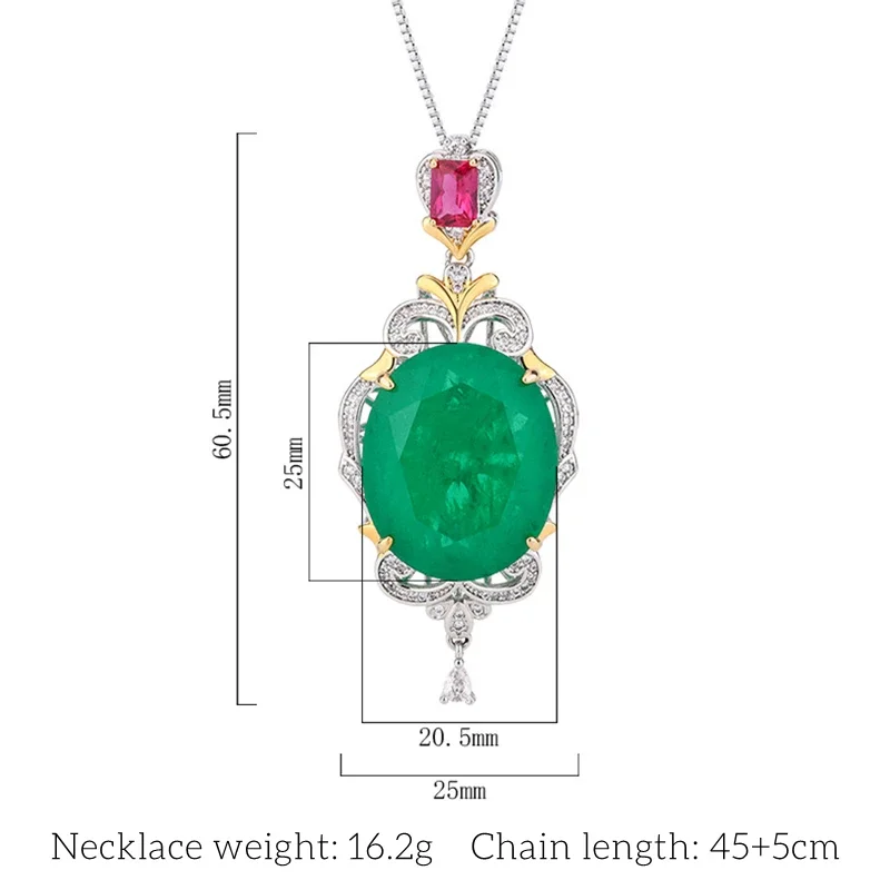 Emerald Paraiba Circular High Carbon Diamond Pendant Necklace Luxury For Women Jewelry Dance Accessories Wedding Anniversary