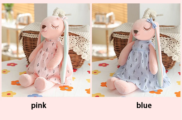 35 cm große Oster-Babyhasenfigur, rosa und blau, An'an Rabbit, beruhigende Geschenkpuppe für Kinder, Plüschtier mit superweichem Fell. – Detail 4