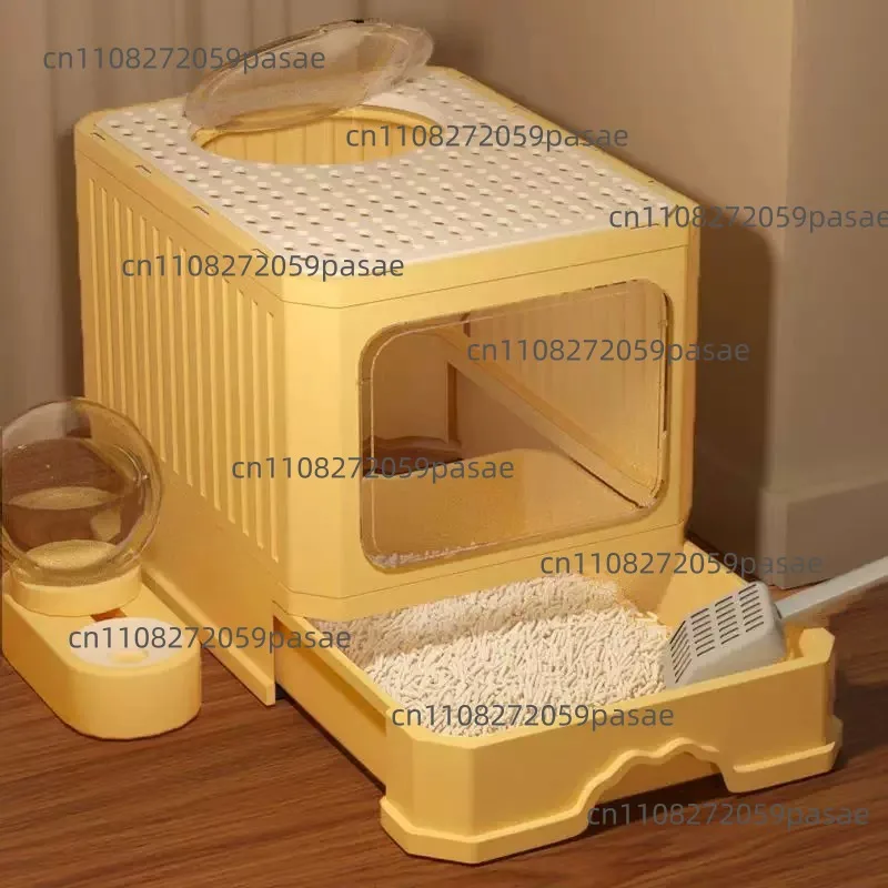 Extra-Large, Fully Enclosed, Draw-Out Litter Box with Odor Control and Splash Guard for Kittens – Cat Litter Box and Cat Supplie