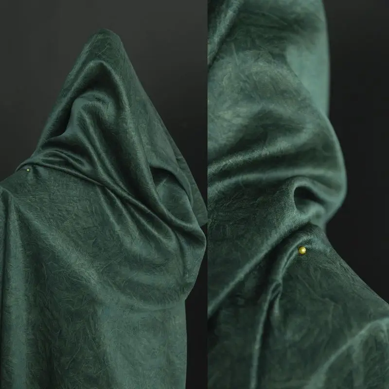 Dark Green Wrinkled Fabric High-end Pleated Shirt Hanfu Camisole Dress Clothing Designer Fabric