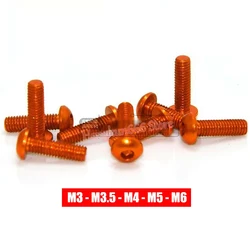 Orange Aluminum Alloy Button Socket Cap Screws M3 M3.5 M4 M5 M6 Anodized Alu Round Head Allen Bolts Hex Drive Machine Screw