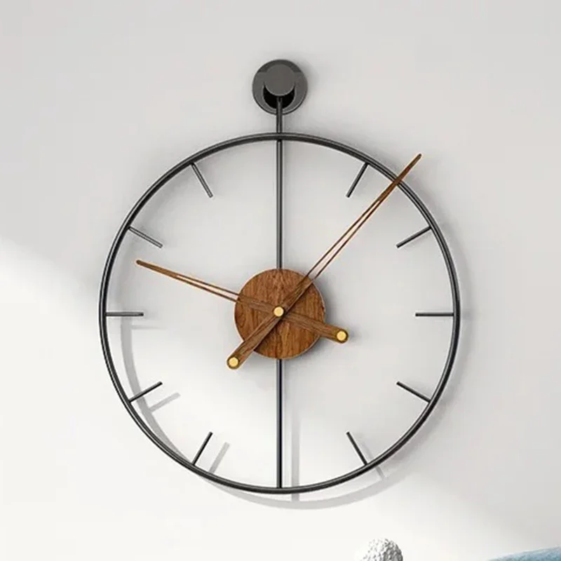 Metal Large Wall Clocks Round Clocks Elegant Home Ornaments Decoration for Living Room Luxurious Objects No Digital Design