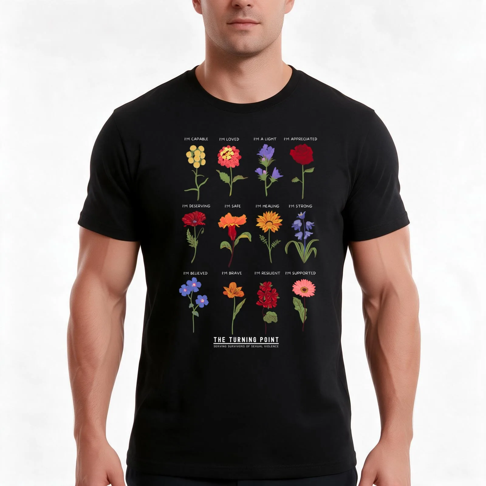 The Turning Point Affirmations (Black Tee) T-Shirt Summer Casual Cotton Tee Oversized Streetwear Tops Vintage Graphic Print