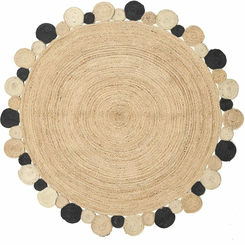 

Jute Rug Handmade Round Braided Look Carpet Area Rug for Living Room