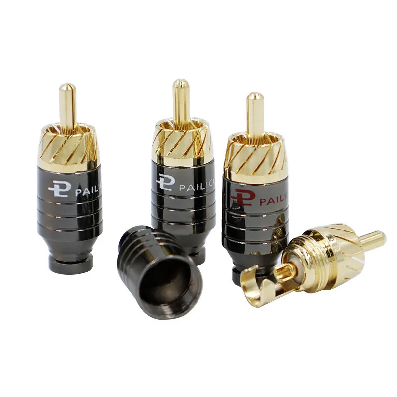 4Pcs Luxo Soldagem RCA Plug Jack Conector Alto-falante Áudio Saída/Entrada Adaptador Plug Banhado a ouro Fone de ouvido conector