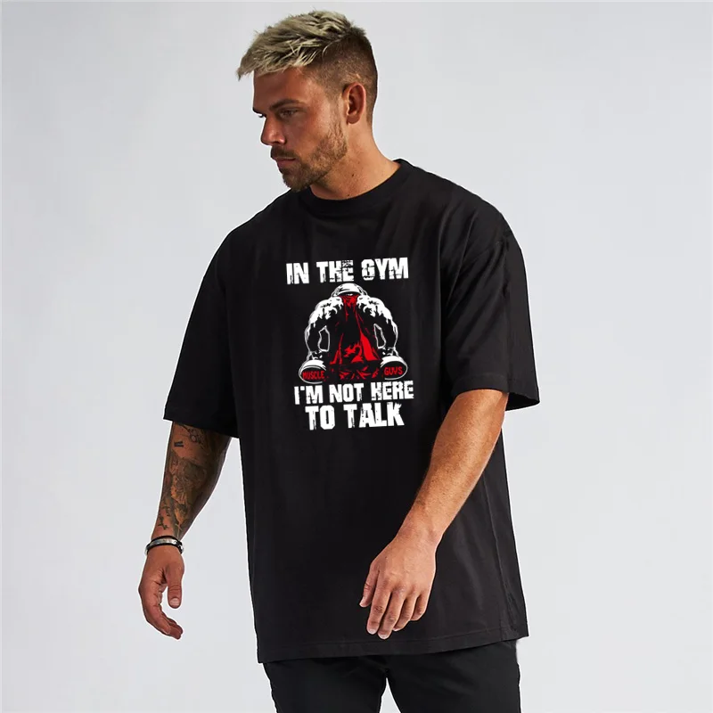 

Oversized Mens Running T-Shirts Summer Loose 100% Cotton Half Sleeve T Shirts O-neck Gym Clothing Bodybuilding Fitness Tee Shirt