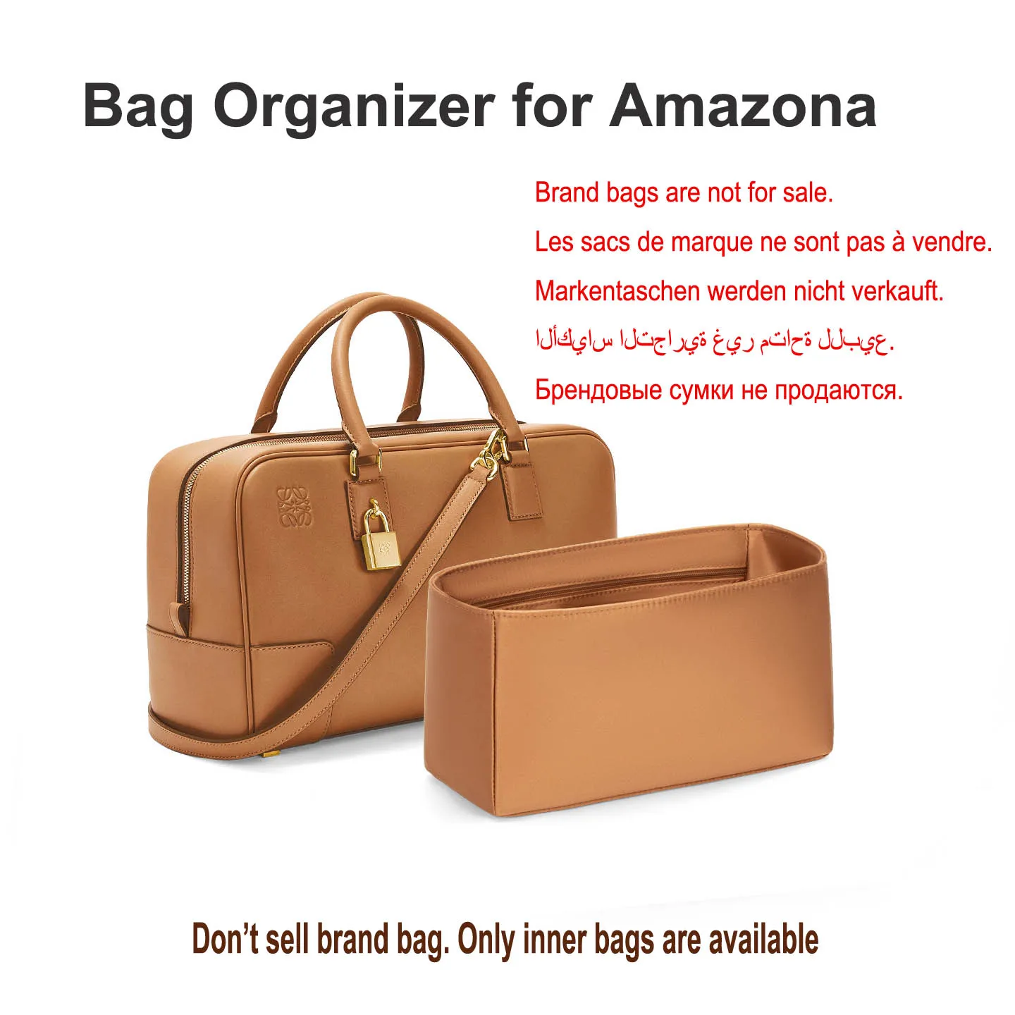 Satin Bag Organizer Insert For Loewe Amazona Handbag, Luxury Purse Inner Liner, Lightweight Bag Shaper Protector Storage Insert
