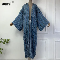 WINYI summer new kimono africa Bohemia print beach cover up maxi dress cardigans beach wear women 2024 abaya dubai luxury