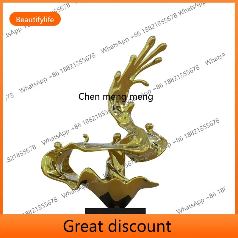 M02 Wave sculpture abstract ornament light luxury hotel entrance living room home art decoration