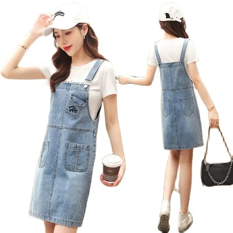 

Denim Suspender Skirt Women's Summer 2022 New Western Style Age-Reducing Small Thin Section Two-Piece Suspender Suit Skirt Trend