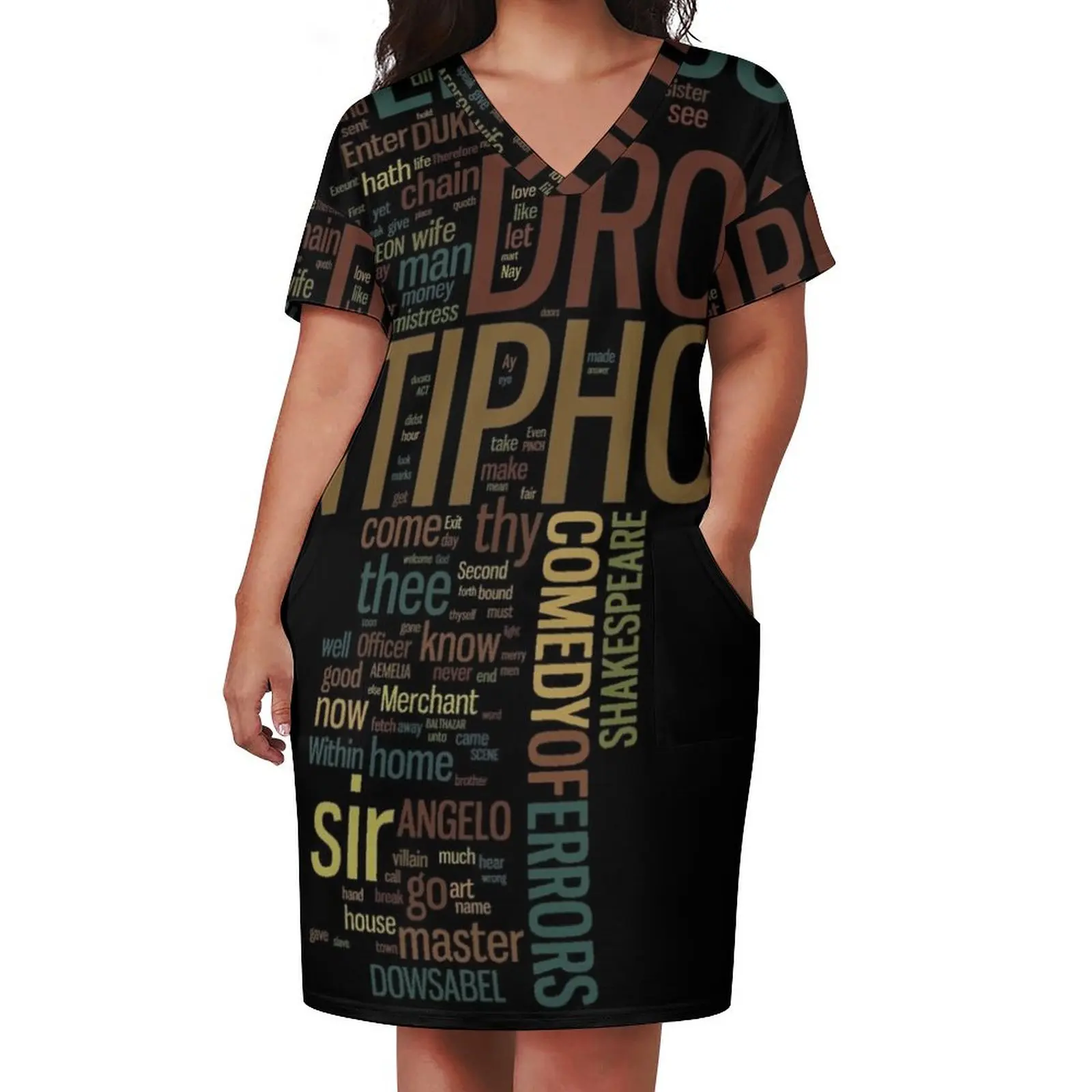 Shakespeare's The Comedy of Errors Wordplay Loose Pocket Dress cocktail dresses women party dresses